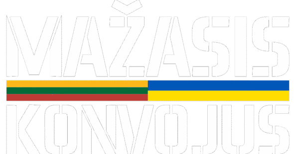 Mažasis Konvojus humanitarian aid logo - white version