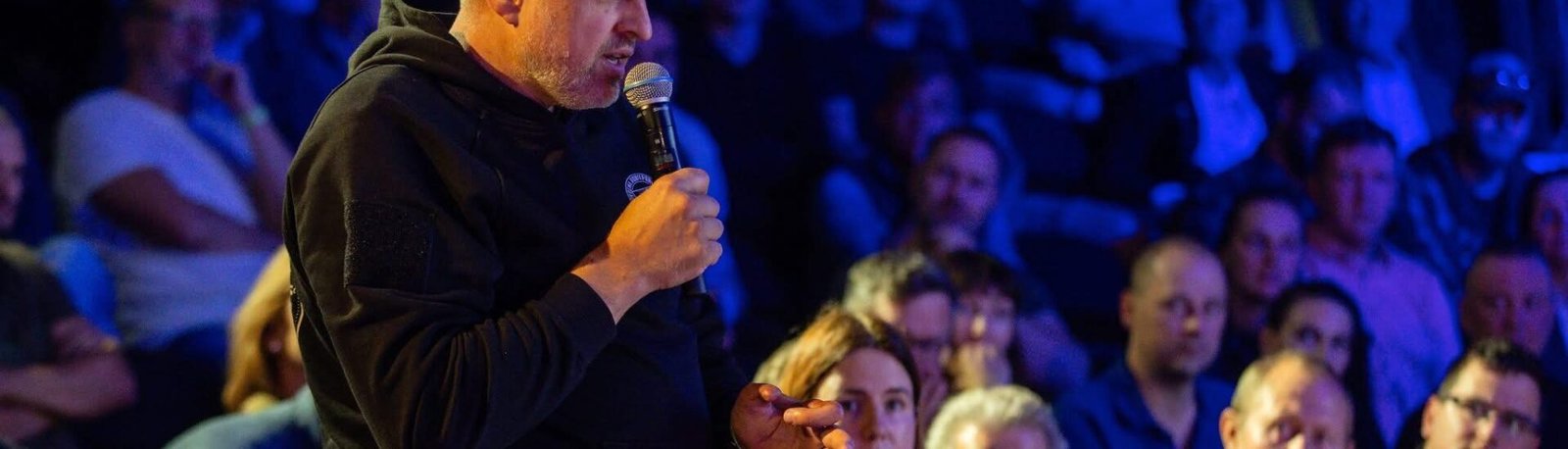 Head of the Mažasis Konvojus Valdas Bartkevičius delivering a speech during Kaunas Defence Industry Summit